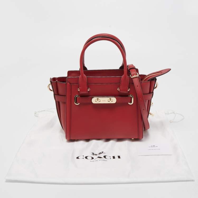 Pre Owned Coach Red Leather Swagger 20 Tote