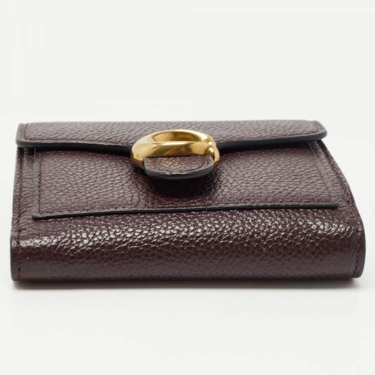 Pre Owned Coach Burgundy Leather Tabby Compact Wallet 