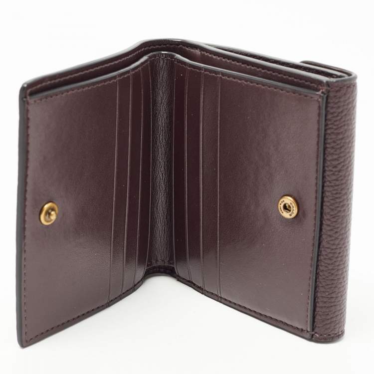 Pre Owned Coach Burgundy Leather Tabby Compact Wallet 