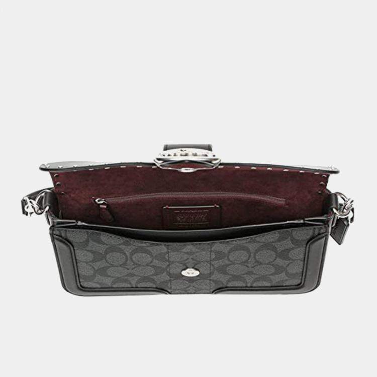 Pre Owned Coach Black Signature Coated Canvas and Leather Georgie Shoulder Bag