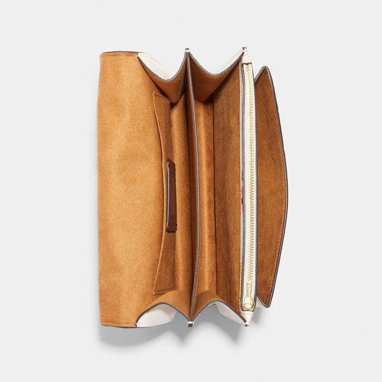 مملوكة مسبقًا Coach Gold / Beige Leather Klare Floral Print Crossbody Bag