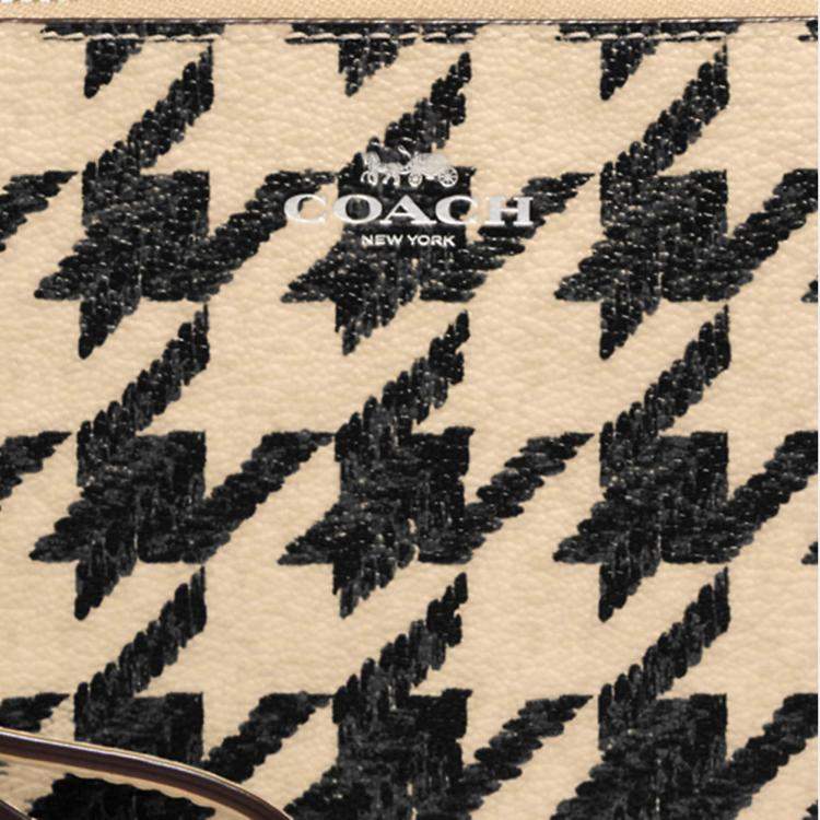 مملوكة مسبقًا Coach Black & White Canvas & Leather Wristlet Wallet