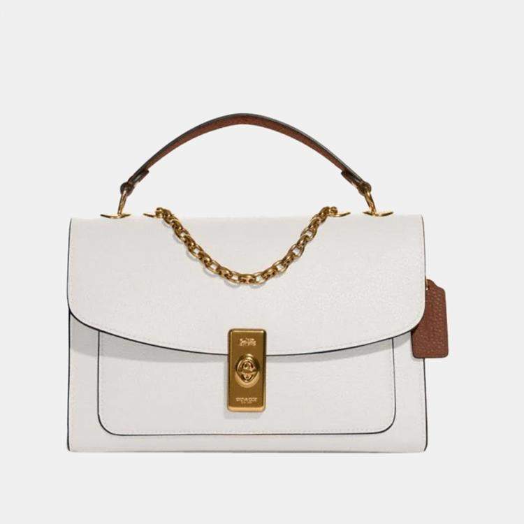 Coach white best sale leather shoulder bag