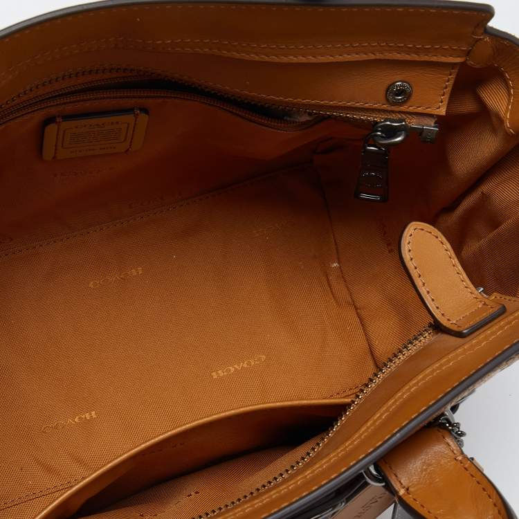 Pre Owned Coach Tan Leather and Suede Swagger 27 Carryall Satchel
