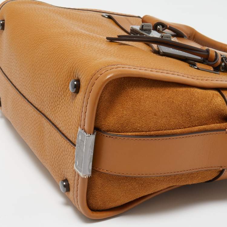 Pre Owned Coach Tan Leather and Suede Swagger 27 Carryall Satchel