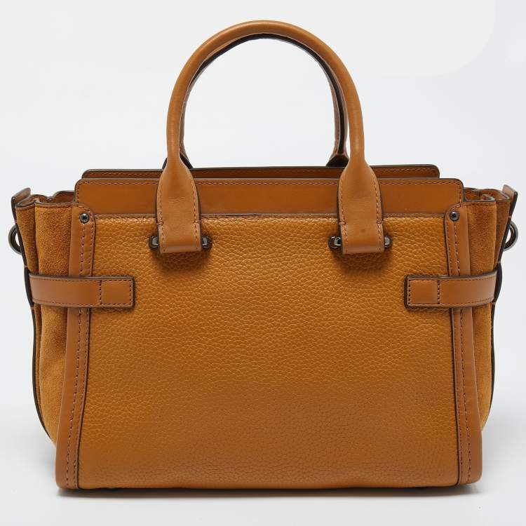 Pre Owned Coach Tan Leather and Suede Swagger 27 Carryall Satchel
