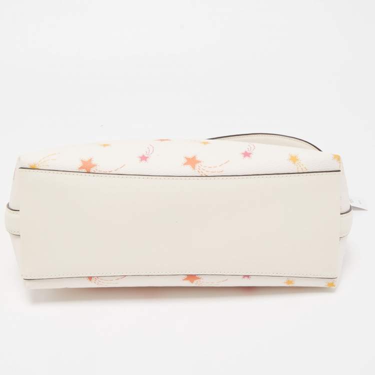 Pre Owned Coach Chalk/Multicolor Star Print Leather Clara Shoulder Bag