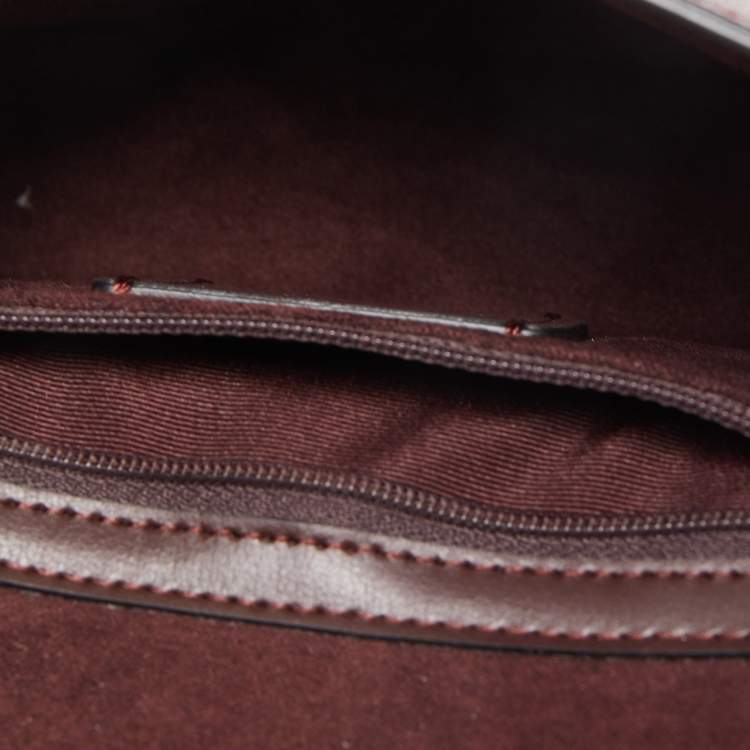 Pre Owned Coach Dark Pink/Burgundy Leather Gemma Butterfly Buckle Crossbody Bag