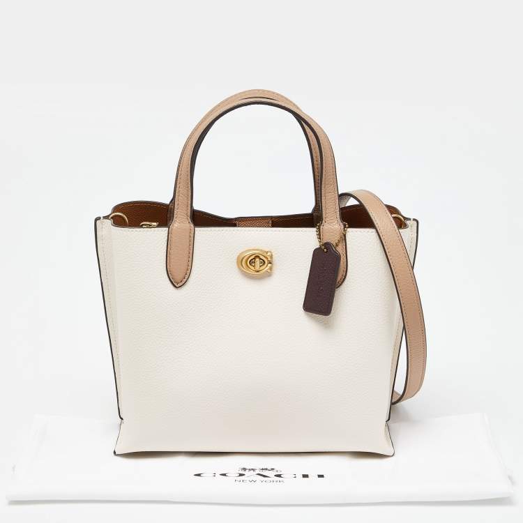 Pre Owned Coach Off White/Beige Leather Willow Tote