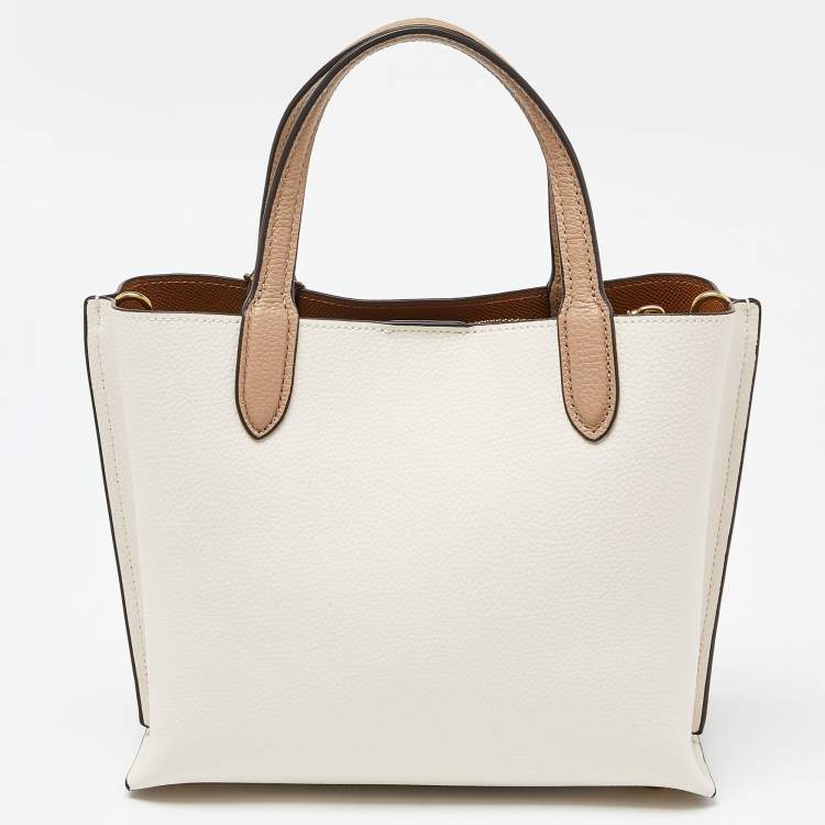 Pre Owned Coach Off White/Beige Leather Willow Tote