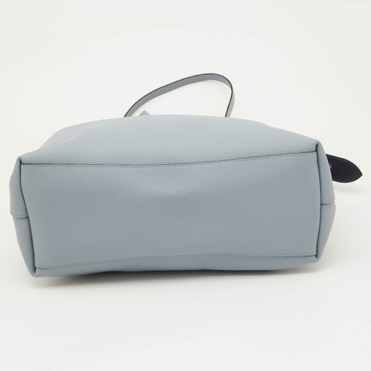 Pre Owned Coach Blue Leather Central Zip Shopper Tote