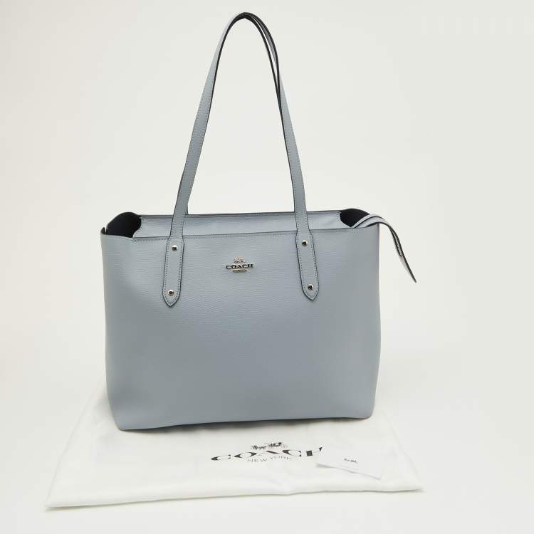 Pre Owned Coach Blue Leather Central Zip Shopper Tote