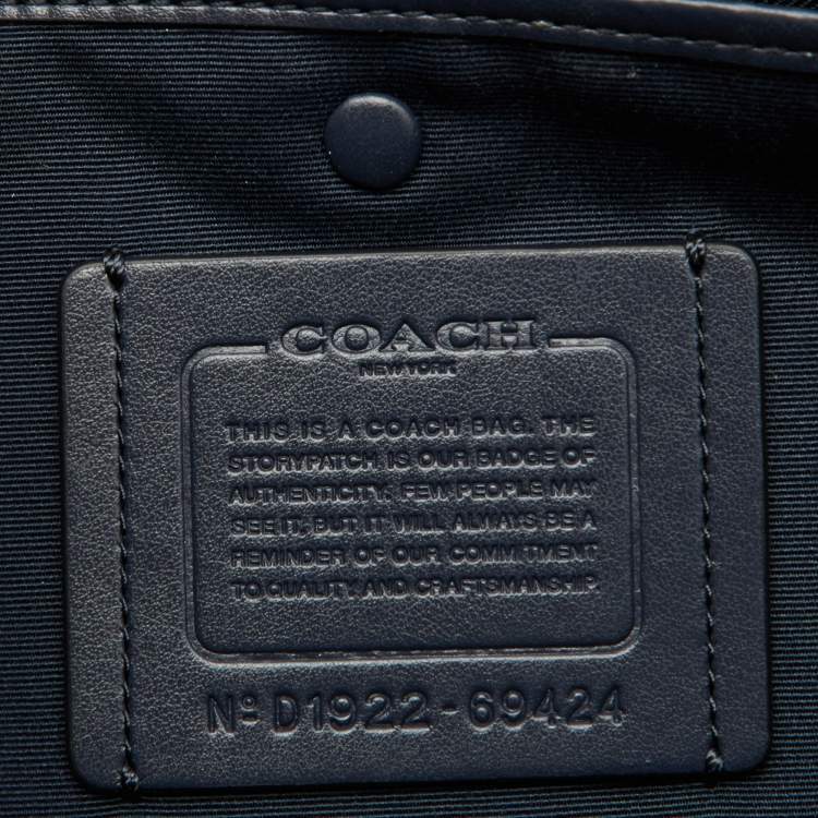 Pre Owned Coach Blue Leather Central Zip Shopper Tote