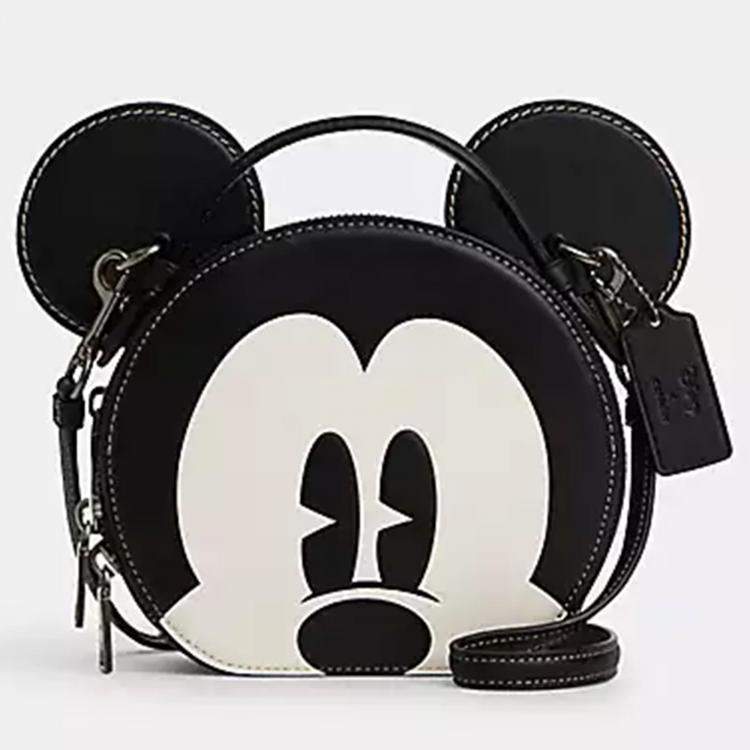 Coach x Disney Mickey Mouse Madison Shoulder Black Leather Bag Small Black  in Fabric with Brass-tone - GB