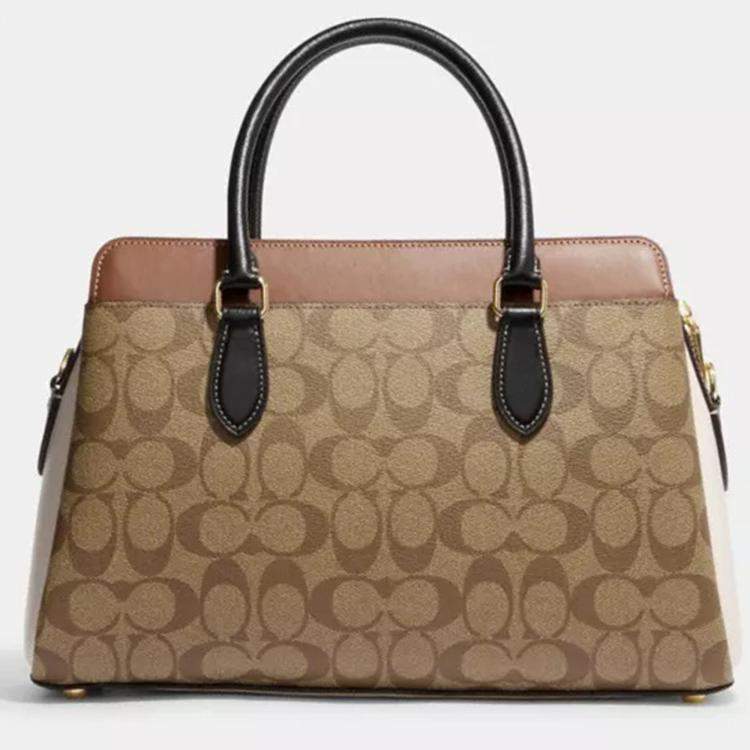 Coach Brown/Beige Signature Canvas and Leather Darcie Carryall Bag Coach
