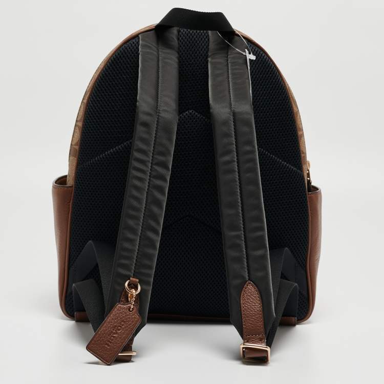 Pre Owned Coach Brown/Beige Signature Coated Canvas and Leather Court Backpack