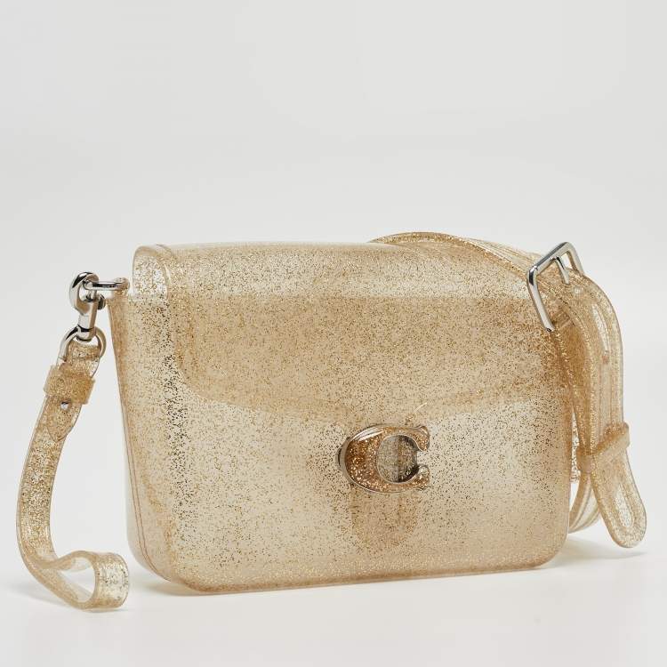 Pre Owned Coach Gold Glitter Jelly Tabby Shoulder Bag