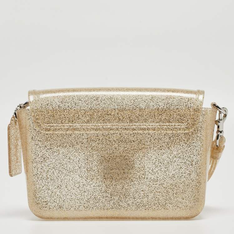 Pre Owned Coach Gold Glitter Jelly Tabby Shoulder Bag