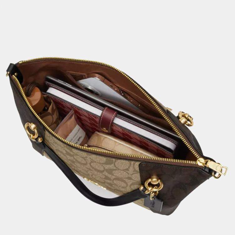 Pre Owned Coach Brownblack Canvas Satchel