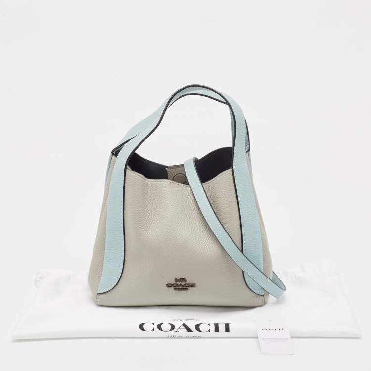 Pre Owned Coach Grey/Blue Pebbled Leather Hadley 21 Hobo