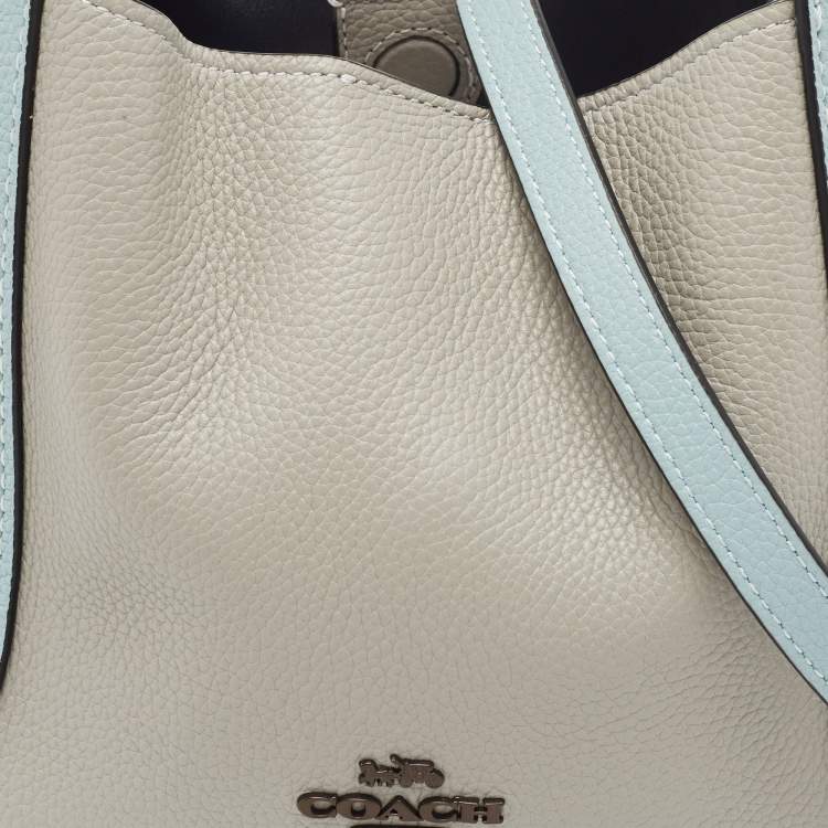 Pre Owned Coach Grey/Blue Pebbled Leather Hadley 21 Hobo