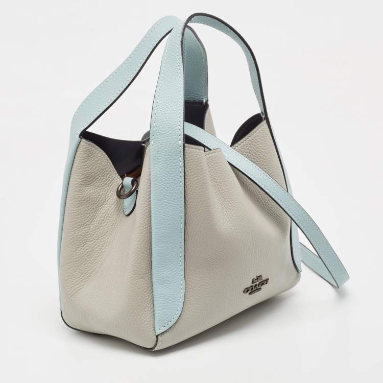 Pre Owned Coach Grey/Blue Pebbled Leather Hadley 21 Hobo
