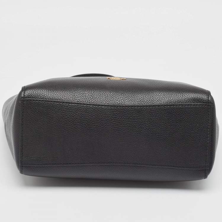Pre Owned Coach Black Leather Turnlock Chain Tote