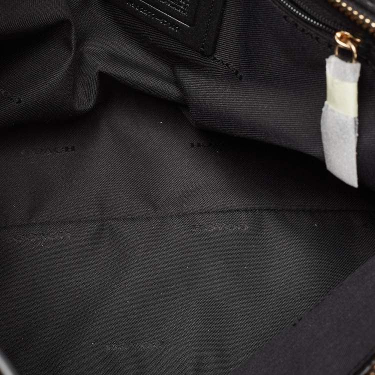 Pre Owned Coach Black Leather Turnlock Chain Tote