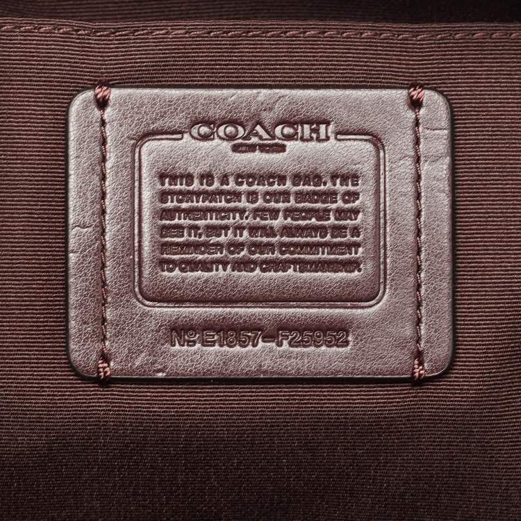 Pre Owned Coach Plum Signature Leather Mini Brooke Carryall Satchel