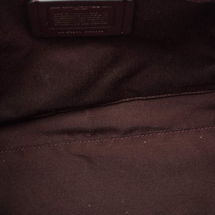 Pre Owned Coach Plum Signature Leather Mini Brooke Carryall Satchel