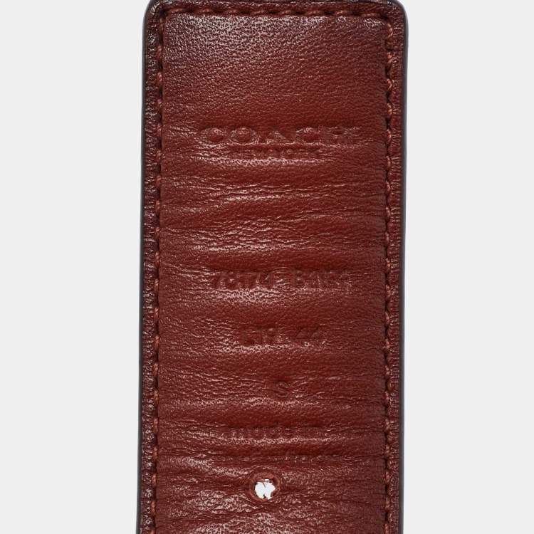 Pre Owned Coach Brown Signature Coated Canvas and Leather Reversible Cut To Size Belt
