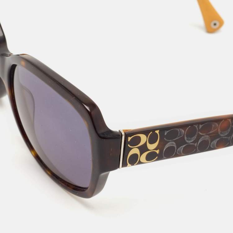 Pre Owned Coach Dark Tortoise/Black HC 8001 Emma Oversized Sunglasses