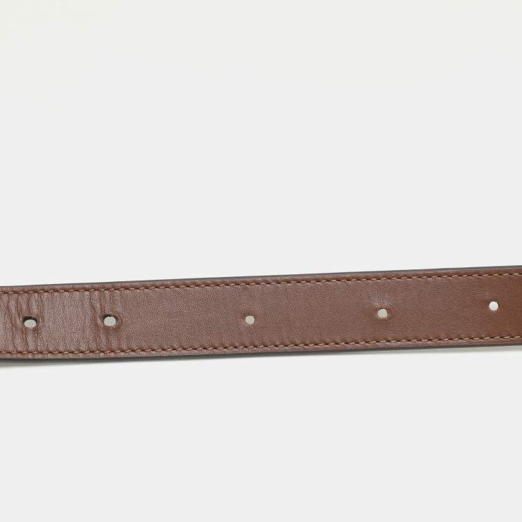 Pre Owned Coach Brown Signature Coated Canvas and Leather Buckle Belt M