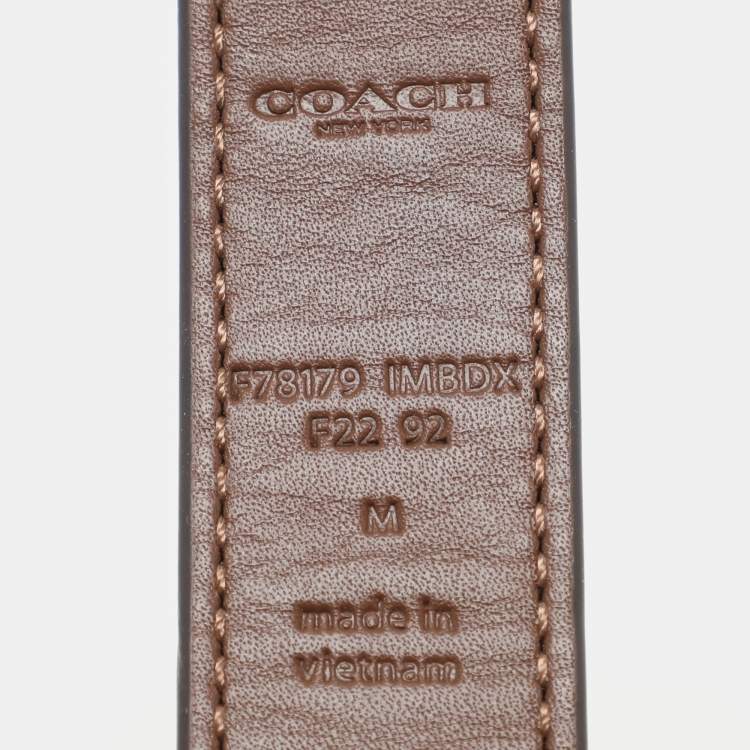 Pre Owned Coach Brown Signature Coated Canvas and Leather Buckle Belt M