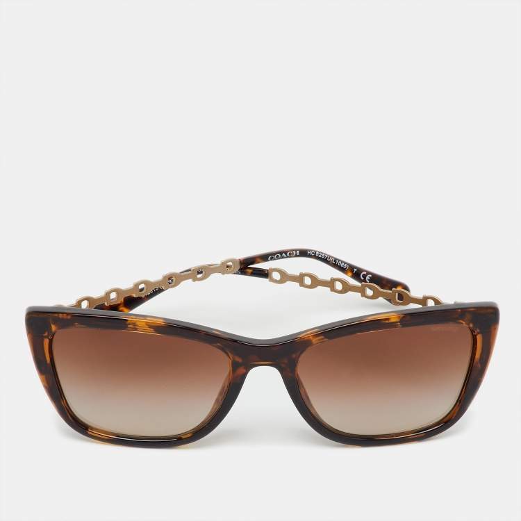 Pre Owned Coach Havana/Brown Gradient HC8257U Cat-Eye Sunglasses