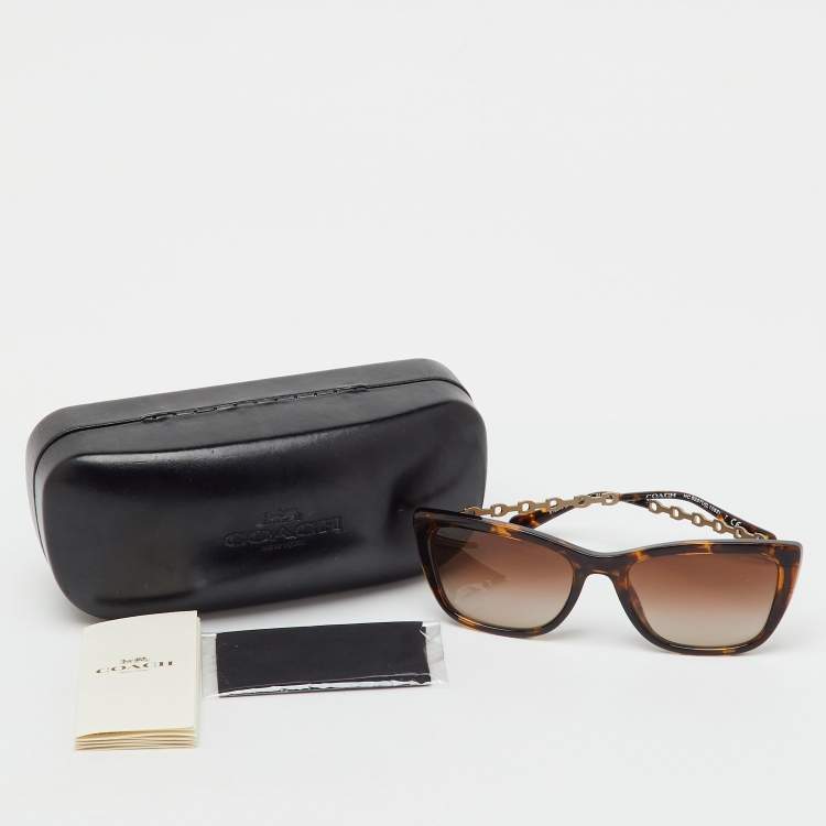 Pre Owned Coach Havana/Brown Gradient HC8257U Cat-Eye Sunglasses