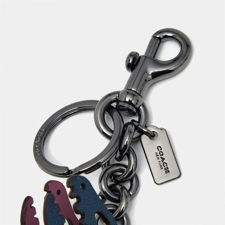 Pre Owned Coach Navy Blue/Pink Leather Small Rexy Bag Charm