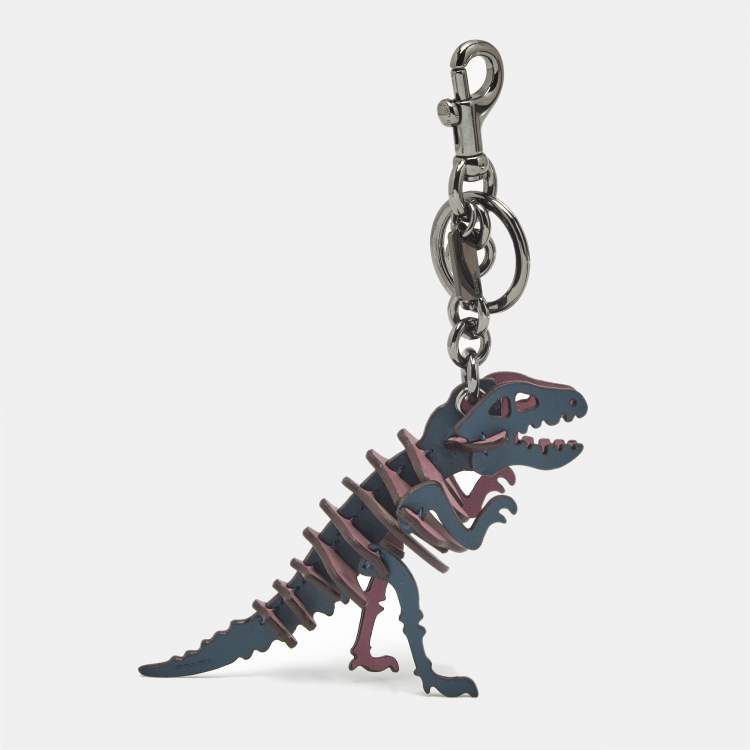 Pre Owned Coach Navy Blue/Pink Leather Small Rexy Bag Charm