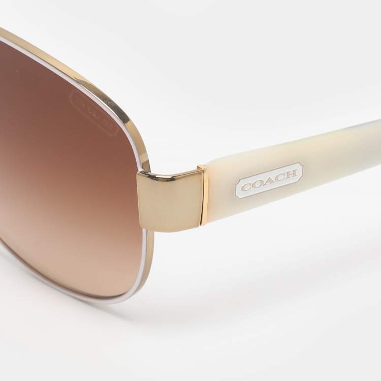 Pre Owned Coach Multicolor Brown Gradient HC7003 L012 Kristina Aviator Sunglasses 