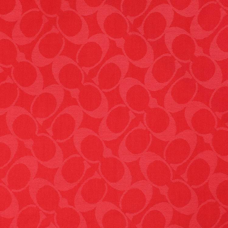 Pre Owned Coach Red Signature Print Wool Blend Scarf 