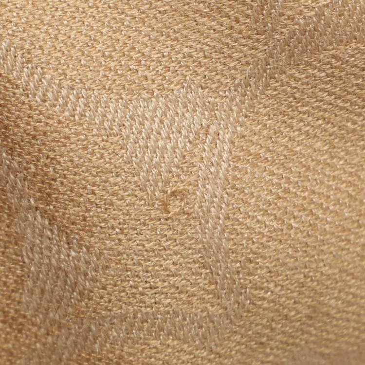 Pre Owned Coach Beige Signature Print Wool Blend Scarf 