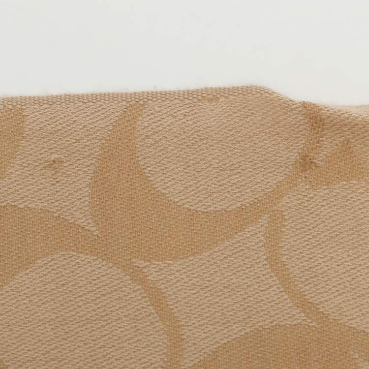Pre Owned Coach Beige Signature Print Wool Blend Scarf 