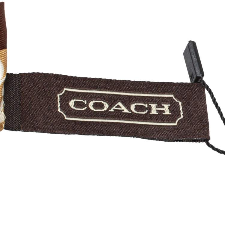 Pre Owned Coach Cream Logo Print Framed Silk Stole