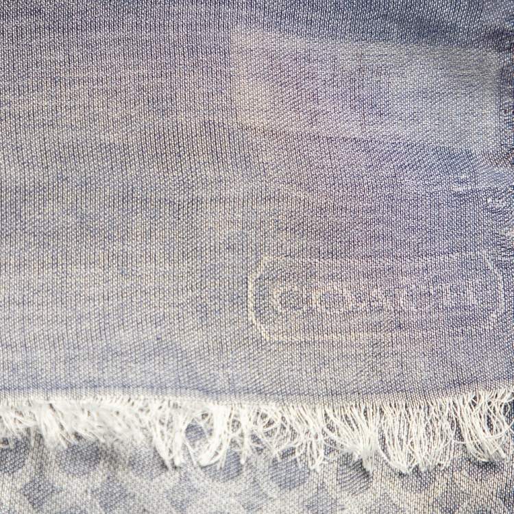 Pre Owned Coach Blue Monogram Pattern Modal Scarf