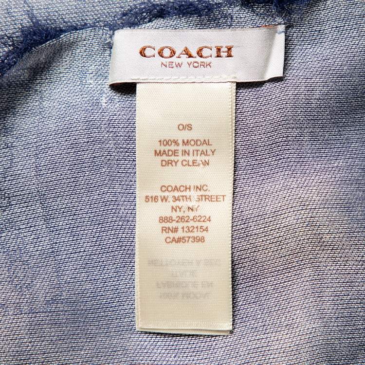 Pre Owned Coach Blue Monogram Pattern Modal Scarf