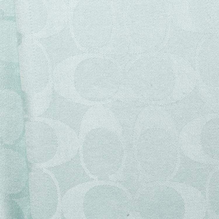 Pre Owned Coach Green Monogram Jacquard Silk & Wool Scarf