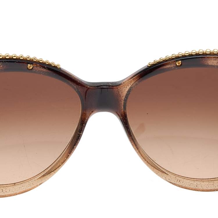 Pre Owned Coach Glitter Dark Tortoise/ Brown Gradient HC8157 Cat Eye Sunglasses