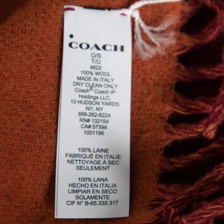 Pre Owned Coach Cherry Red Horse & Carriage Jacquard Reversible Muffler