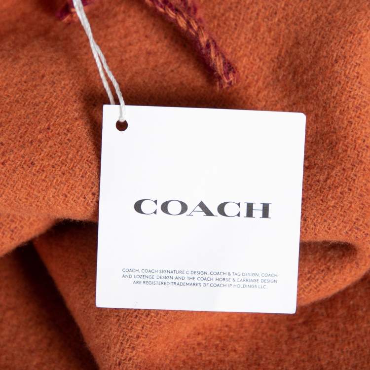 Pre Owned Coach Cherry Red Horse & Carriage Jacquard Reversible Muffler