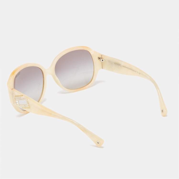 Pre Owned Coach White Marble 5071/11 Oval Gradient Sunglasses